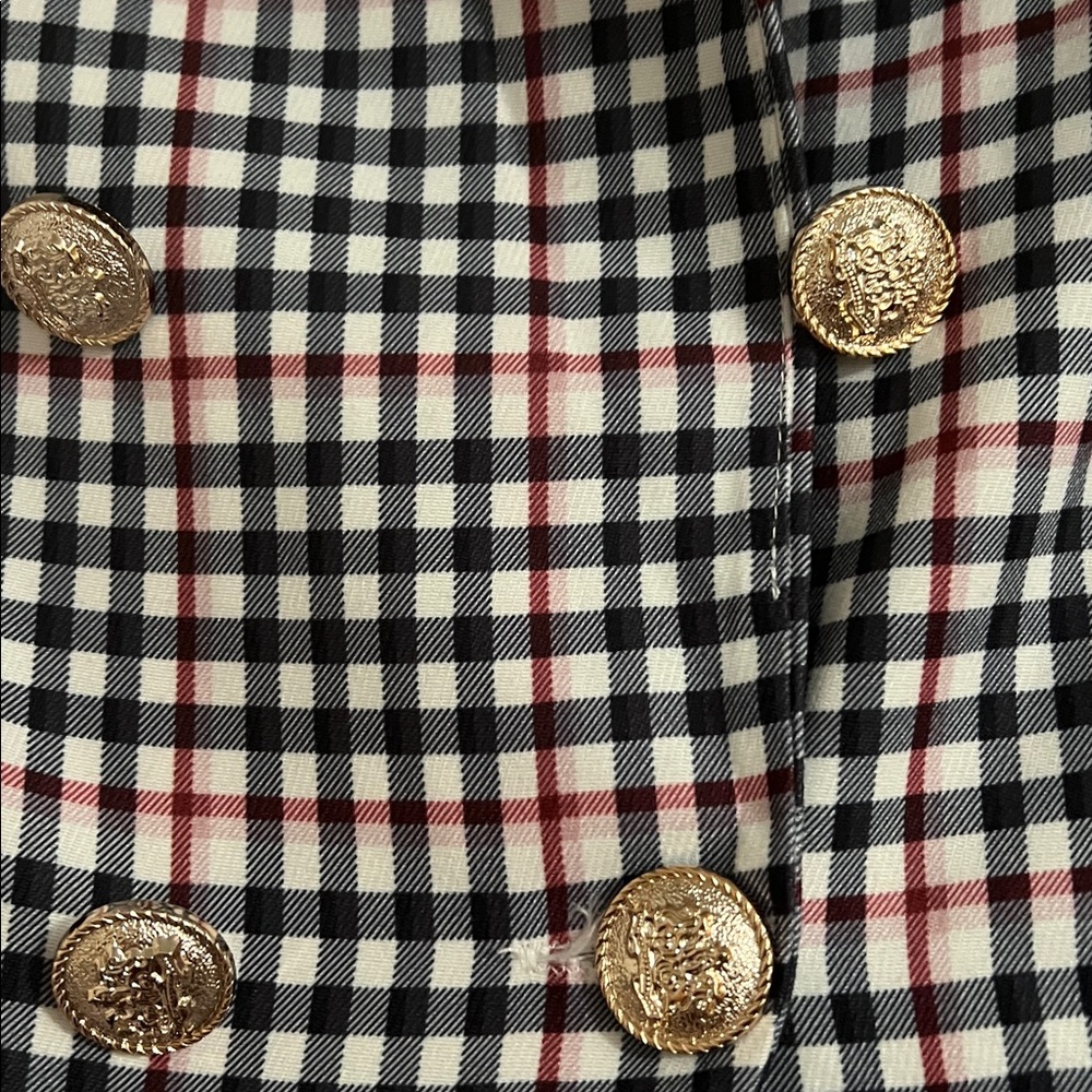 Sentmoon regular lapel slim checkered blazer red pink blue white gold buttons - Picture 4 of 6